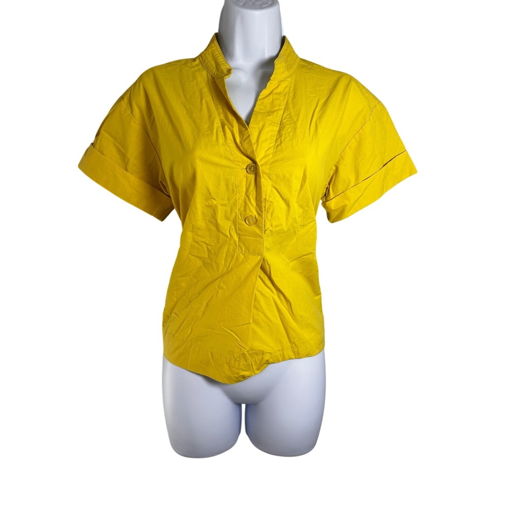 Banana‎ Republic Small Yuzu Zest Yellow Cotton Boxy Pleated Back Top Blouse